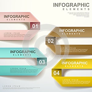 Vector abstract label folding infographic elements