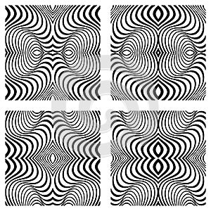 Vector abstract line patterns set.