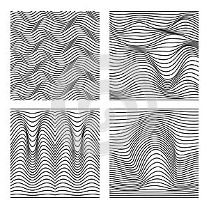 Vector abstract line patterns set.