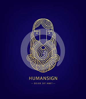 Vector abstract linear monogram logo.