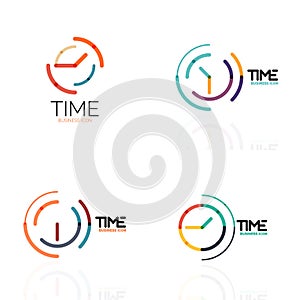 Vector abstract logo idea, time concept or clock business icon set