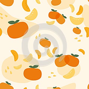 Vector abstract mandarin seamless pattern.