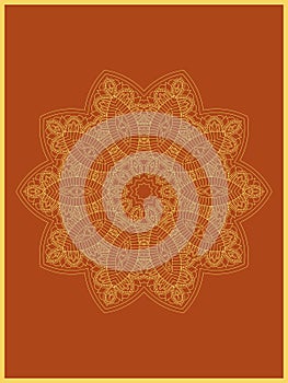 Vector abstract mehndi  golden repeated pattern, colorful background with ornament tribal complex symmetrical mandalas