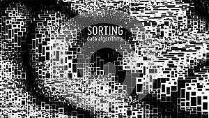 Vector abstract monochrome big data information sorting visualization. Social network, financial database structuration
