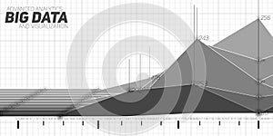 Vector abstract monochrome financial big data graph visualization. Futuristic infographics aesthetic design.