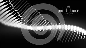 Vector abstract monochrome particle wave, points array, shallow depth of field. Futuristic illustration. Technology