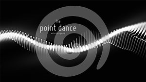 Vector abstract monochrome particle wave, points array, shallow depth of field. Futuristic illustration. Technology