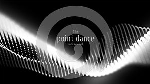Vector abstract monochrome particle wave, points array, shallow depth of field. Futuristic illustration. Technology