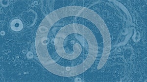 Vector abstract Moon relief map. Generated conceptual lunar elevation map. Isolines of landscape surface elevation