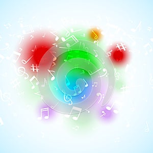 Vector abstract Music notes. Colorful musical background