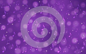 Vector Abstract Music Notes and Wavy Staves in Dark Purple Gradient Background