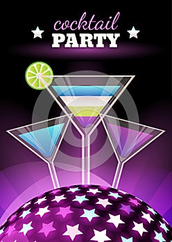 Vector abstract night club party background. Sphere with shining