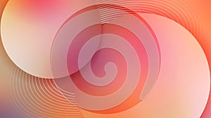Vector Abstract Orange and Pink Gradient Background with Elliptic Lines and Circles