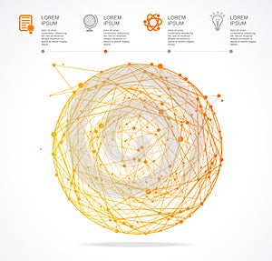 Vector abstract orange sphere infographics. Flat