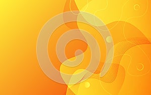 Vector Abstract Orange and Yellow Gradient Fluid Style Background with Curving Lines and Circles