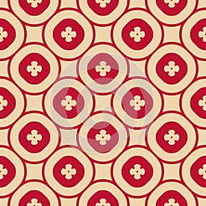 Vector abstract ornamental floral seamless pattern in red and tan colors