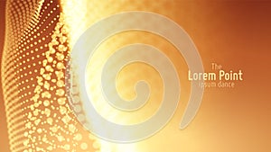 Vector abstract particle wave, points array with shallow depth of field. Futuristic illustration. Technology digital