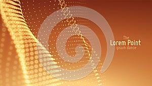 Vector abstract particle wave, points array with shallow depth of field. Futuristic illustration. Technology digital