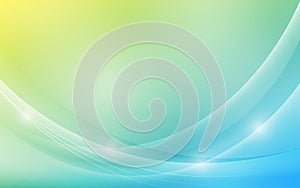 Vector Abstract Pastel Blue and Yellow Gradient Background with Shining Curves and Lines