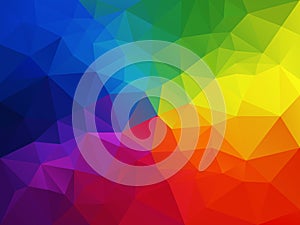 Vector abstract polygon background with a triangle pattern in multi color - colorful rainbow spectrum