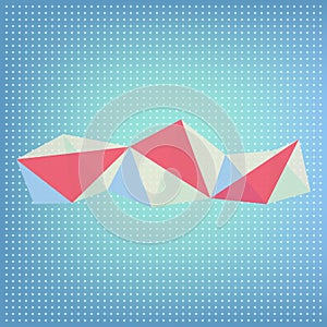Vector abstract polygonal red, blue and white transparent shape