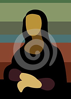 Vector abstract portrait of woman. Renaissance portrait flat style famous Leonardo da Vinci portrait, Mona Lisa style, Gioc