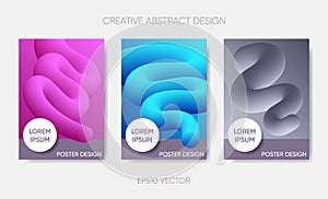Vector abstract poster design fluid liquid shapes
