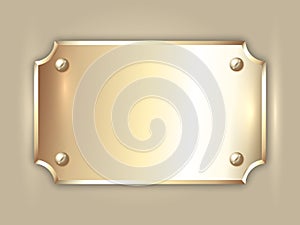 Vector abstract precious metal golden award plate