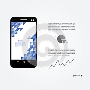 Vector abstract presentation in smartphone. Clean template with