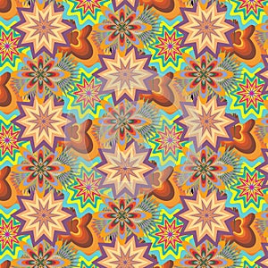 Vector abstract psychedelic seamless colorful pattern. Repeating sixties background