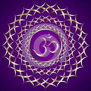 Vector abstract purple background with om mantra