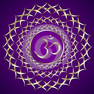 Vector abstract purple background with om mantra photo