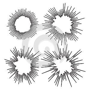 Vector abstract radial line burst. black explosion