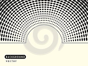 Vector abstract radial retro halftone dots. Element in the overlay banner. Black dots, circles on a light isolated background.