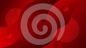 Vector Abstract Red Gradient Fluid Style Background with Simple Wavy Lines and Circles
