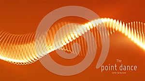 Vector abstract red particle wave, points array, shallow depth of field. Futuristic illustration. Technology digital
