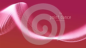Vector abstract red particle wave, points array, shallow depth of field. Futuristic illustration. Technology digital