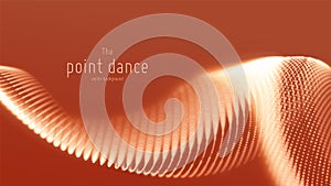 Vector abstract red particle wave, points array, shallow depth of field. Futuristic illustration. Technology digital