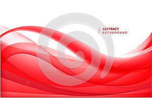 Vector abstract red wavy background. Curve flow motion