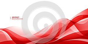 Vector abstract red wavy background. Curve flow motion.