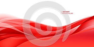 Vector abstract red wavy background. Curve flow motion.