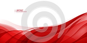 Vector abstract red wavy background. Curve flow motion.
