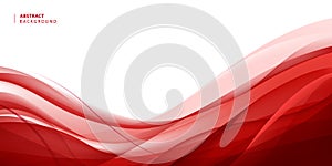 Vector abstract red wavy background. Curve flow motion illustration, wallpaper.