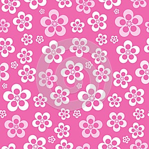 Vector Abstract Retro Seamless Pink Flower Pattern