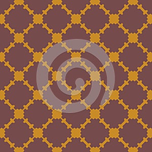 Vector abstract retro vintage geometric seamless pattern. Brown and yellow color