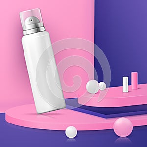 Vector abstract scene with podium and cosmetics