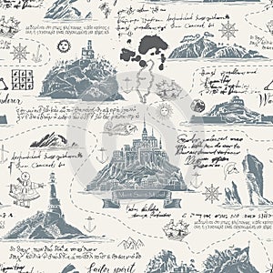 Vintage seamless background on the theme of travel