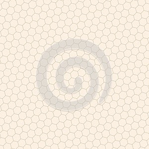 Vector abstract seamless geometric pattern. Subtle golden hexagonal grid texture
