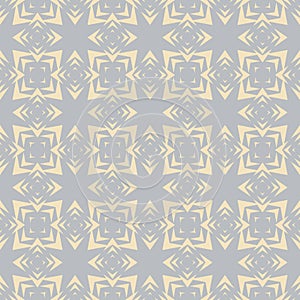 Vector abstract seamless pattern. Ethnic style floral geometric background. Subtle background in light gray and yellow colors.