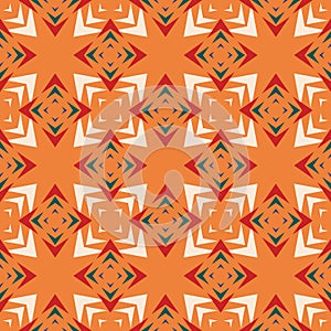 Vector abstract seamless pattern. Ethnic style floral geometric ornament